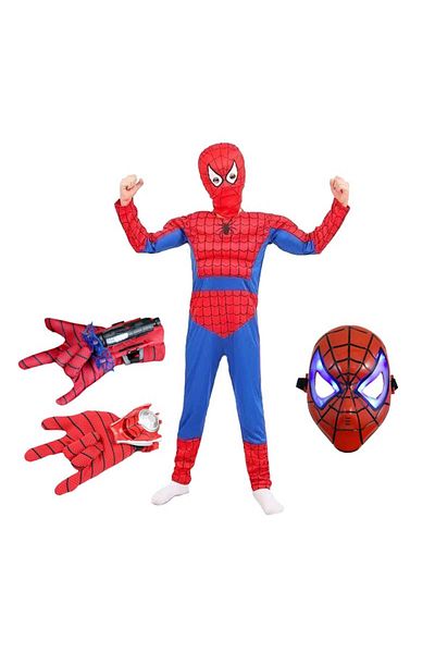 Depox UlSpiderman costume set for children, suction cup glove, discs and LED mask, 6-8 years, 110-120 cm