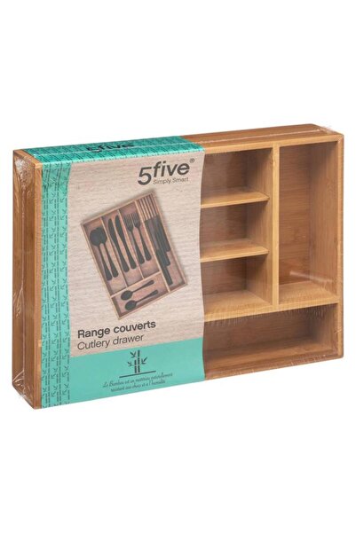 Generic Five Simply Smart 5-Compartments SpSaving Tidy Bamboo Cutlery Storage Tray Brown