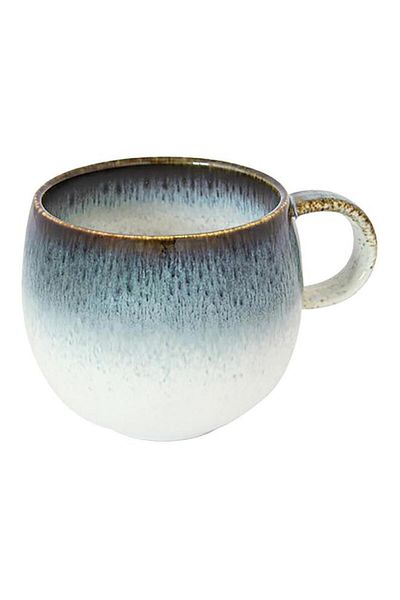 Generic Easy Life Round Shape Easy to Clean Durable Coffee Mug Blue and White 375 ml