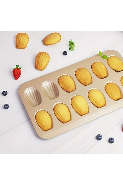 Siliko World Madeleine Baking Tray Non-Stick Tea Cake Tray, Cake Mold, Crash-Resistant Carbon Steel