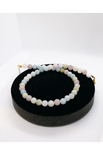 Luna قلادة من حجر مورغانيت الطبيعي