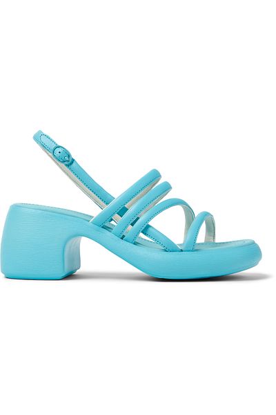 CAMPER Women's Blue Genuine Leather High Heels with Hook And Loop Straps - Comfortable Thelma