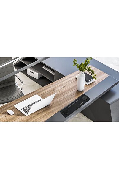 Socketline Max Serisi Hoparlörlü ve Temassız Şarjlı Masa Prizi Siyah