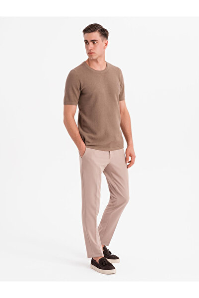 OMBRE Herren Feinstrickhemd - Hellbraun V2 OM-TSCT-0244 L