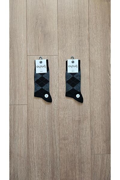 Aytuğ Aytuğ Summer Season 2 Pairs Bamboo Men's (Black) Diamond Socks - 14002-2