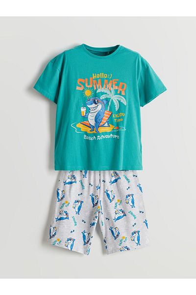 LC Waikiki Lcw Kids Crew Neck Boy's Pajamas Set with Shorts