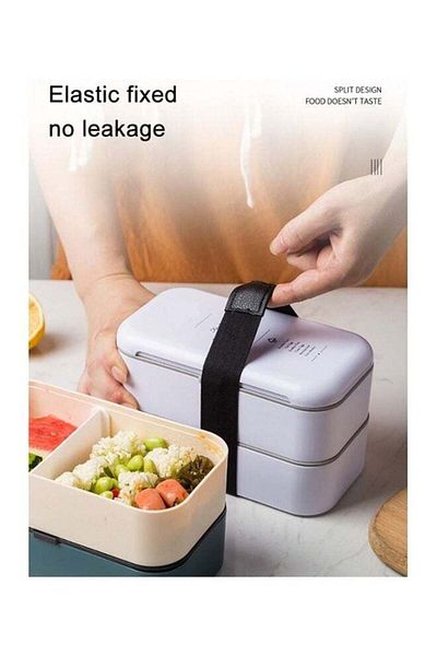 COOYA Lunch Box with Lid, Double-Layer Leak-Proof, Can Keep Food Warm, With Storage Bag, Easy to Clean