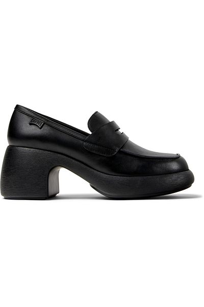 CAMPER Women's Black Genuine Leather High Heels, Strap Detail, Comfy Sole, Everyday Style Thelma
