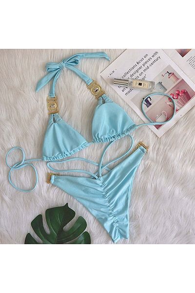WildFashion 2-piece swimsuit accessorized with stones and rhinestones SW2547-48