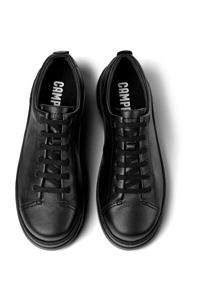 CAMPER Women's Black Genuine Leather Sneakers Platform Comfortable Sole with Laces Runnerup