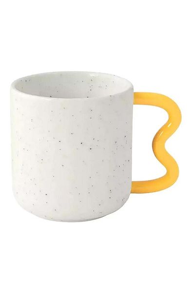 Generic Easy Life Microwave and Dishwasher Safe Porcelain Coffee Mug White and Yellow 350ml