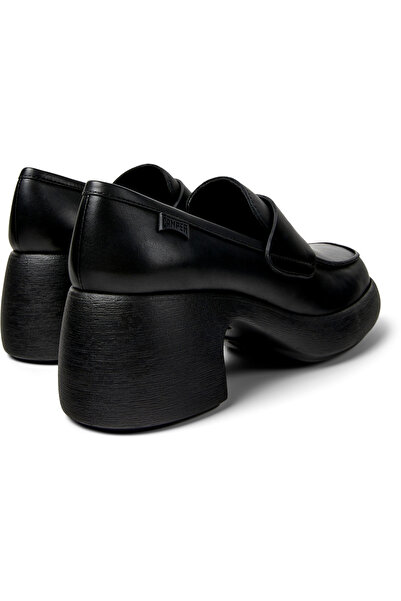 CAMPER Women's Black Genuine Leather High Heels, Strap Detail, Comfy Sole, Everyday Style Thelma