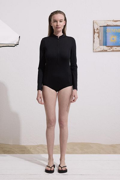 KADRİYE BAŞTÜRK Long Sleeve Swimmer 25 Swimsuit Black