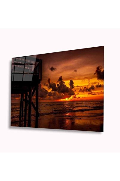 idealizbiz Pictură pe sticlă Sunset pe mare 4 mm Sticlă temperată durabilă