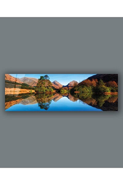 idealizbiz Göl ve Dağ Manzara Panoramik Cam Tablo Hediyelik Büyük Tablo Ev Of...
