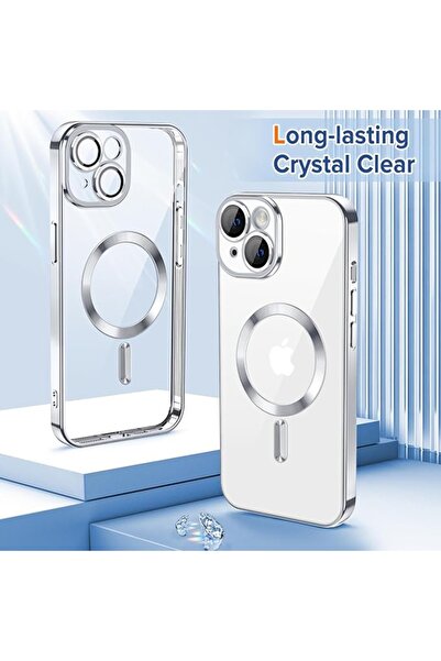 SKYDDAR INNOVATION Θήκη για iPhone 14 Plus, Πολυτελής Ασπίδα Magsafe, Αντικραδασμική Προστασία, Ασημί, σετ αυτοκόλλητων