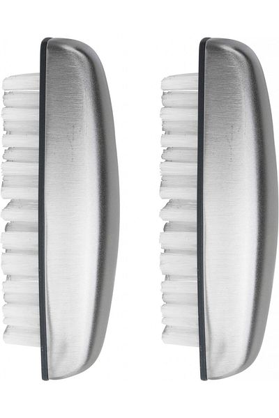 TopHomer Tophome cleaning brush set of 2, silicone/stainless steel, white/silver, 10 x 2.9 x 3.5 cm
