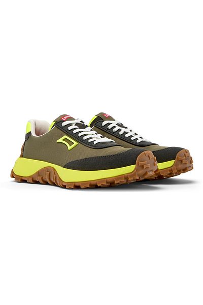 CAMPER Women's Green Lace-Up Sneakers with Color Detail and Soft Durable Sole DrifttrailVibram