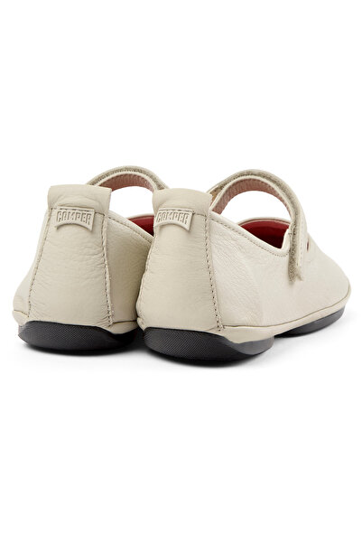 CAMPER Women's Gray Genuine Leather Adjustable Hook and Loop Daily Flats with Strap Detail RightNina