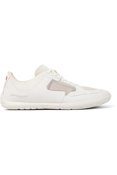 CAMPER Men’s White Daily Sneakers with Breathable Design, Comfortable Sole, Lace-Up, Color Detail Path