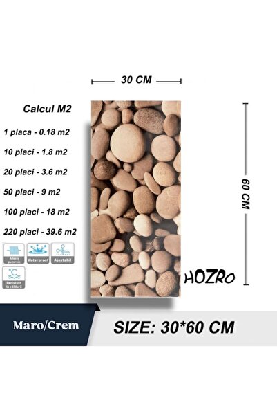 HOZRO Set of 50 x HOZRO self-adhesive marble imitation tiles, abstract pattern, for walls, covers a surface