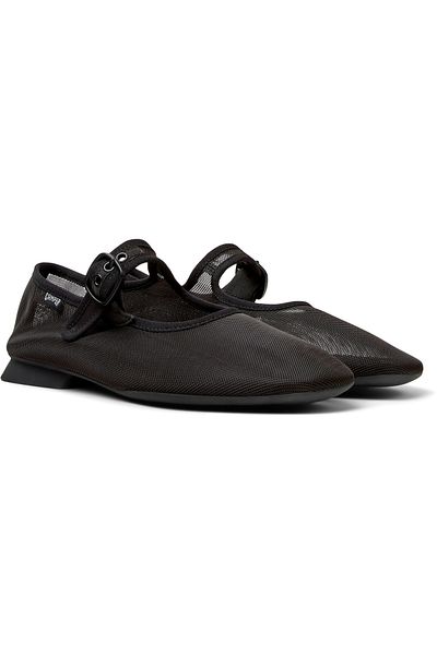 CAMPER Women's Stylish Black Loafers with Hook And Loop Strap and Lightweight Mesh Detailing CasiMyra