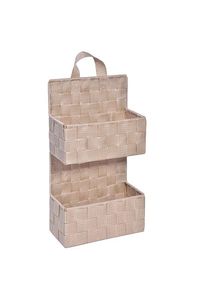 OEM Suspended Organizer S-Home made of rattan with 2 compartments, beige, 21x9x37 cm