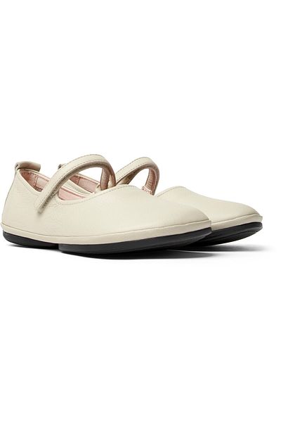 CAMPER Women's Gray Genuine Leather Adjustable Hook and Loop Daily Flats with Strap Detail RightNina