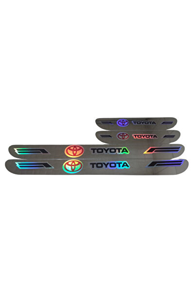 Rukye Shop Toyota Hologram Logolu Araca Özel Marka Logolu Aynalı Kapı Eşiği K...
