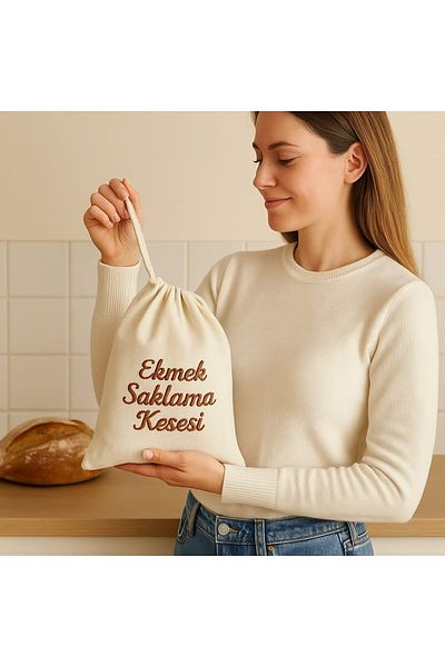 Tly Home Textiles Bread Storage Bag (Muslin Embroidered)