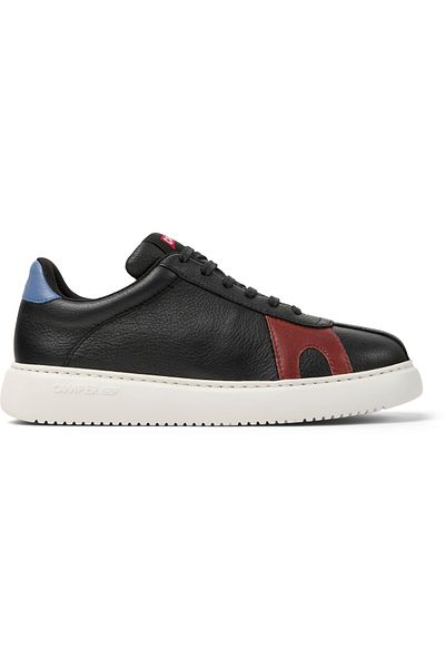 CAMPER Women's Black Genuine Leather Sneakers with Color Detail, Soft Sole, Lightweight, Classic Twins