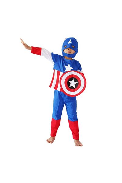 Depox Captain America costume for children, blue, 120-130 cm, 7-9 years