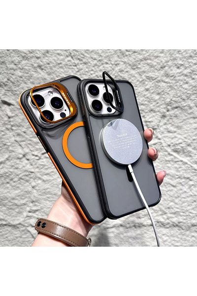 Gtech Husa Camera Lens Kickstand, Magsafe, compatibila cu Apple iPhone 16 Pro Max, TPU, Heavy Duty, Fumuri