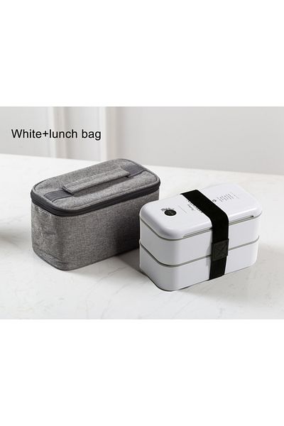 COOYA Lunch Box with Lid, Double-Layer Leak-Proof, Can Keep Food Warm, With Storage Bag, Easy to Clean