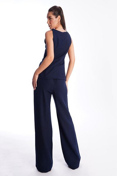 Madmext Navy Blue Tie Front Vest Trousers Women's Suit Mg2403