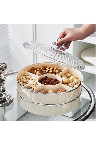 COOYA Fruit tray, acrylic material, airtight and fresh, 5 compartments, with lid, suitable for home use