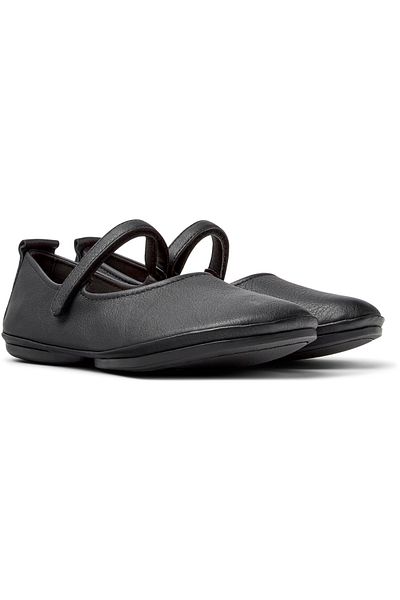 CAMPER Women's Black Genuine Leather Hook And Loop Flats: Stylish & Comfortable Daily Wear RightNina
