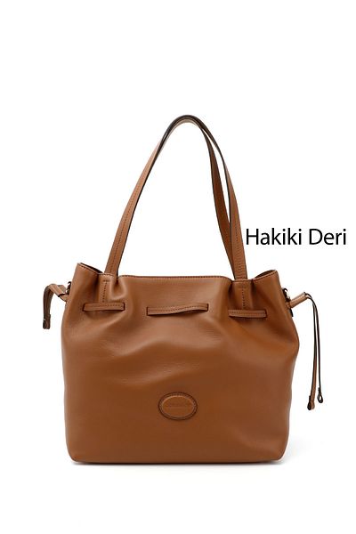GÖNDERİ(R) Women / Girls Tan Genuine Leather Hand and Shoulder Bag