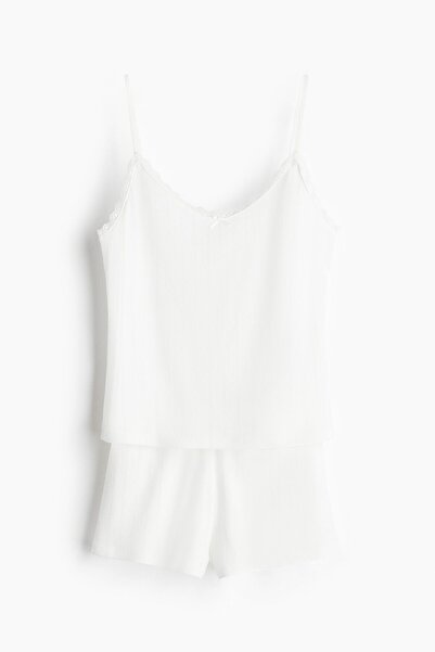 H&M Pamuklu ve Delik Desenli Pijama Takımı
