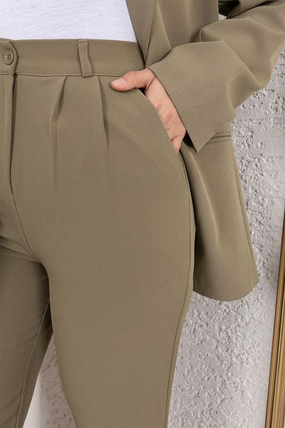 Tesettür Dünyası Elastic Waist Palazzo Trousers Tsd250176 Khaki