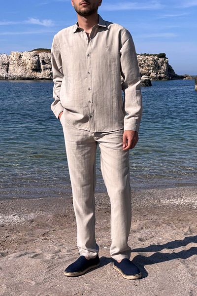 inpool Men'S, Modal, Old Money Culture, Regular Fit, Hi-Quality Shirt-Pants Suit G15-304