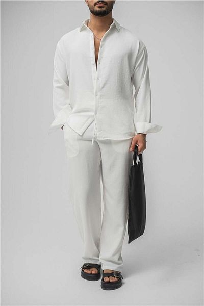 Tarz Cool Men's Oversize Comfortable Fit Shirt-Pants Bottom-Top Set