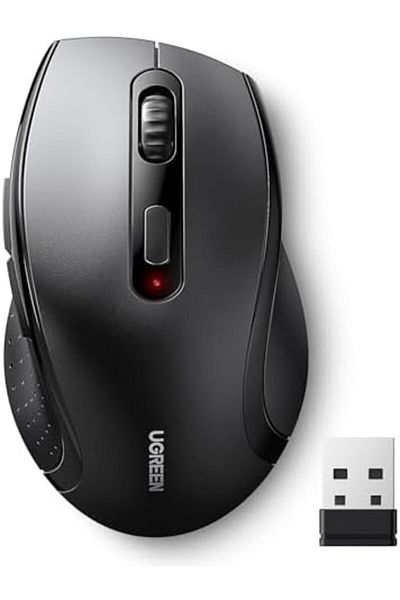 Ugreen Wireless Mouse, 2.4G Ergonomic Optical Mouse, Computer Mice for Laptop, 1600 DPI, 3 Adjustmen