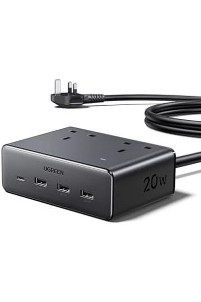 Ugreen شريط طاقة نيكسود ٢٠ واط، المملكة المتحدة، منافذ تيار متردد، ٤ منافذ USB، ٢٩٩٠ واط كحد أقصى، مقابس متعددة