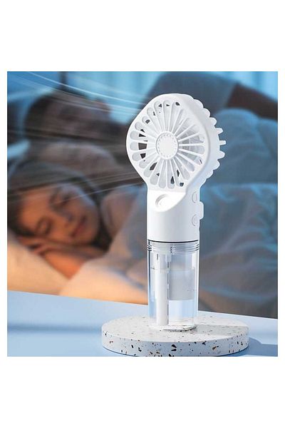 FOXMAG24 Portable hand fan, with water vapor, 4 speeds, ideal for travel, plastic, white
