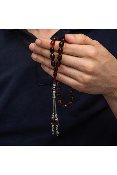 ALYANSEVİM 925 Sterling Silver Tasseled Mixed Color Amber Rosary