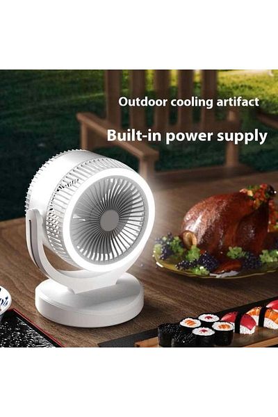FOXMAG24 Table fan with light 3 steps, USB, oscillation, 3 speeds, ABS, with foot, white