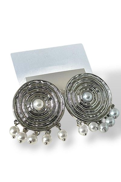 TAKIŞTIR Silver Color Pearl Detailed Earrings (Pair)