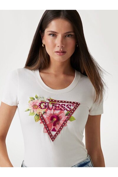 Guess Γυναικείο μπλουζάκι με λεπτή εφαρμογή Ss Cn Triangle