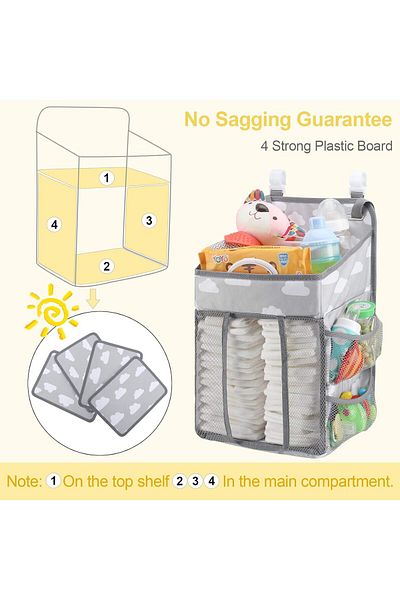 fulina Hanging Baby Diaper Caddy Organizer,Hanging Classified Storage Bag,with 4 Strong Plastic Boards
